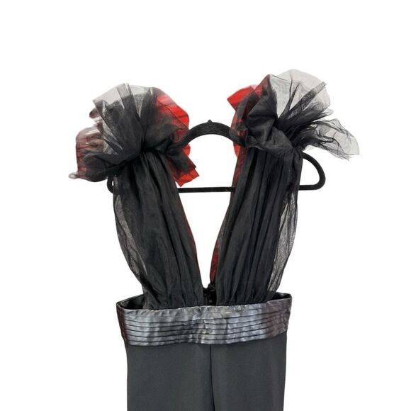 Fashion Nova Black Bandage Jumpsuit Tulle Detail Faux Leather Waistband L - Picture 8 of 12